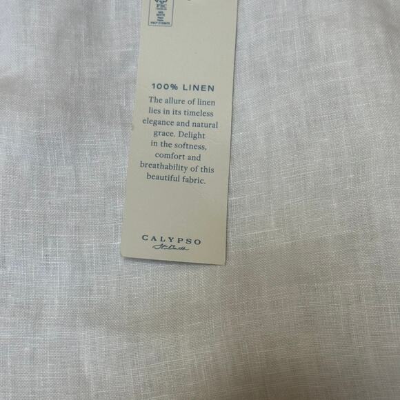 CALYPSO St. Barth Linen Wide Leg Pants White Floral Embroidered Boho Size L - Picture 8 of 8